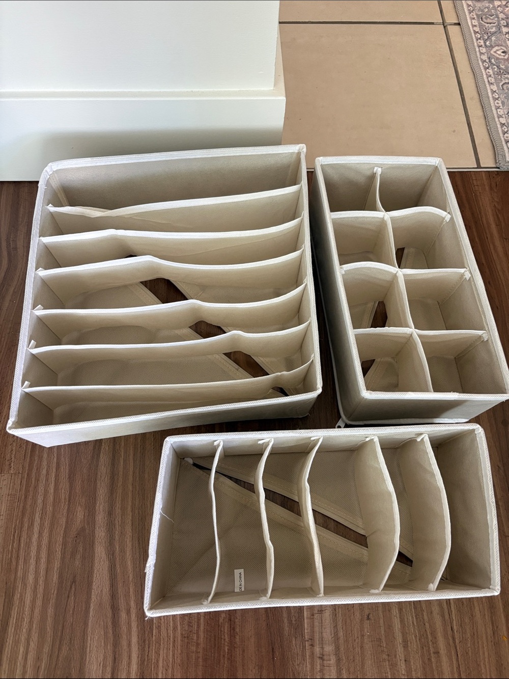 Beige Fabric Closet Organizer Set - 3-Piece Home Storage Dividers
